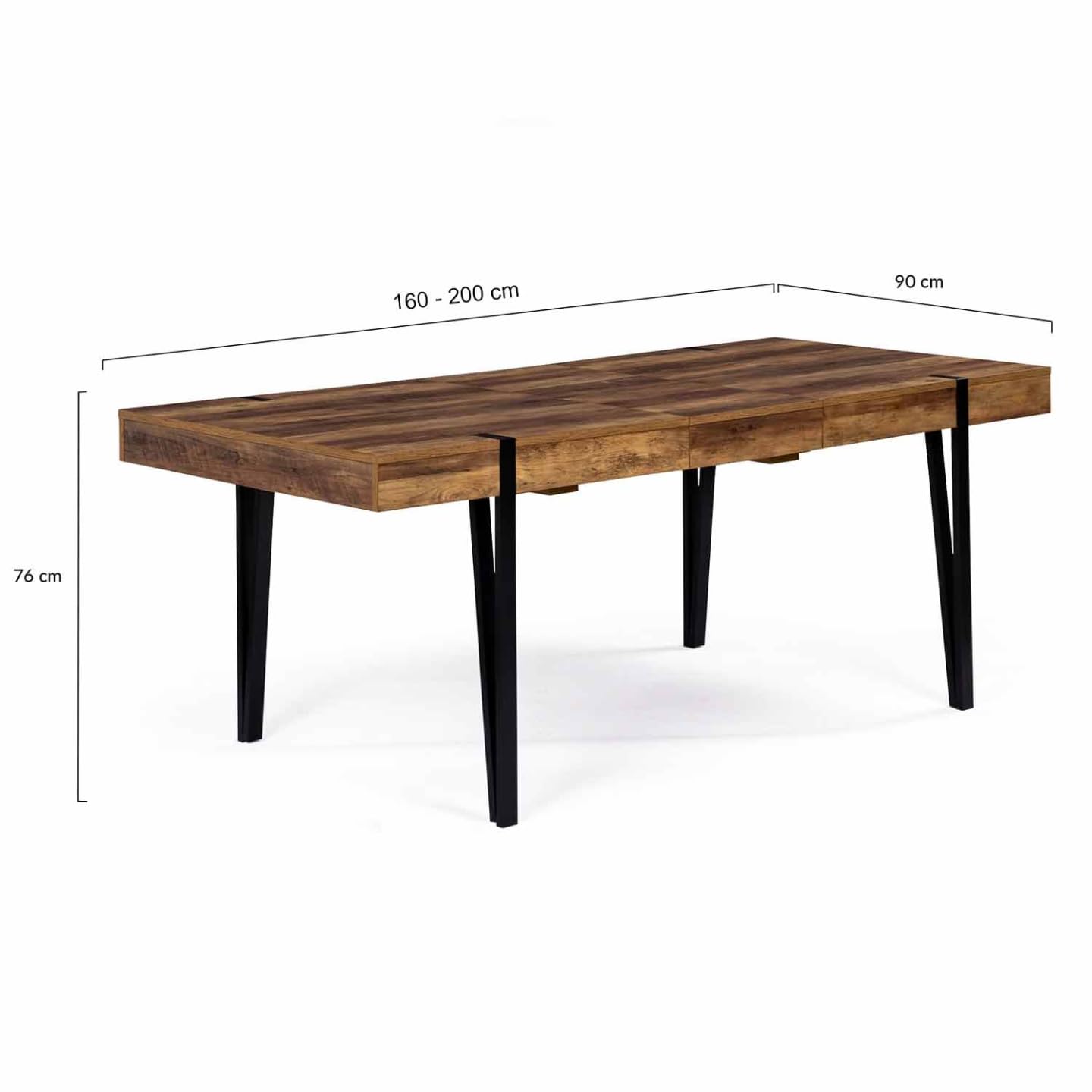 IDMarket Austria - Mesa de comedor extensible rectangular (6-10 personas), color negro