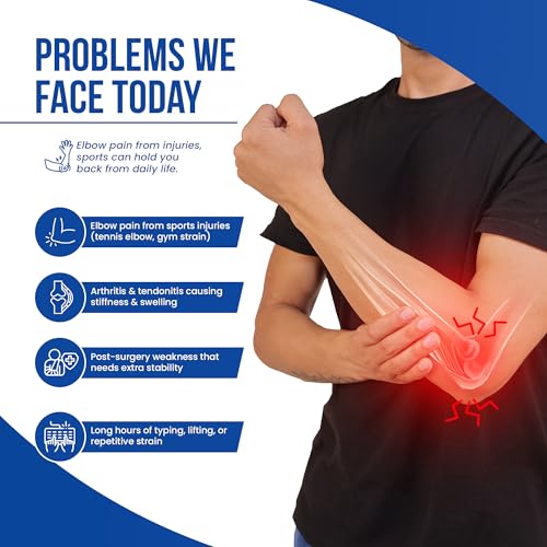 Image of Leeford Ortho Elbow Support Brace, Size M | Adjustable Neoprene Sleeve, Badminton & Gym Workout, Tennis Pain Relief, For Men and Women