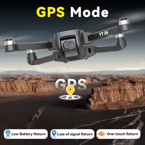 TTROARDS TT36 GPS Drohne mit 4K-Kamera für Erwachsene, 5G WLAN Echtzeitübertragung, GPS Intelligente Rückkehrfunktion, Follow-Me-Funktion, RC-Quadcopter Bürstenlose Motoren Drohnen für Anfänger