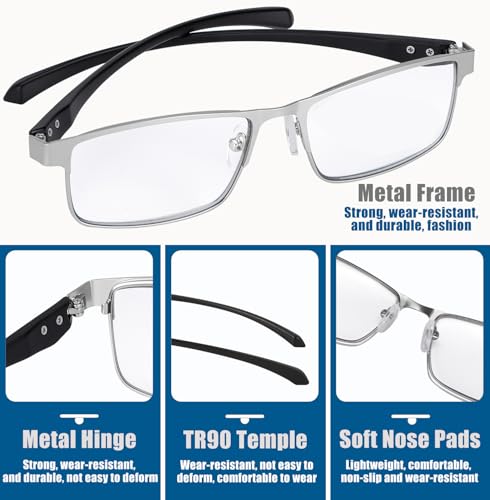 Image of Photochromic Progressive Multifocus Reading Glasses Men Transition Blue Light Blocking Multifocal Computer Readers