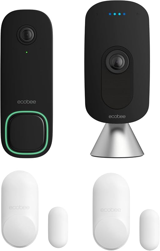Home Security Bundle with Smart Doorbell Camera (Wired) | Two Way Talk, Night vision, 30 Day snapshot storage, radar tracking, motion detection, Real-time open and close notifications