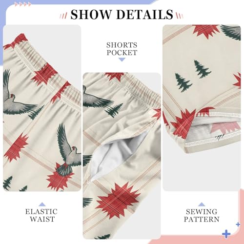 Hawk Plaid Long Pajama Pants Bottoms Soft Sleepwear with Pockets4