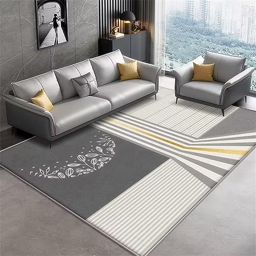 Tapis géométrique salon élégant aux rayures grises
