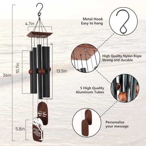 Image of ASTARIN Personalized Windchimes in Memory of a Loved One, Memorial Cardinal Wind Chimes for Loss Mother /Father /Son /Grandma, Deep Tone Wind Chime Outside Outdoor Patio Decoration