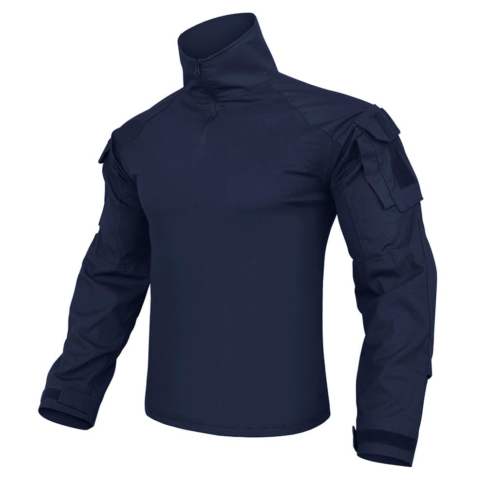 KRYDEX Tactical Men's Combat Shirt Rapid Assault Long Sleeve Shirt with Elbow Pads