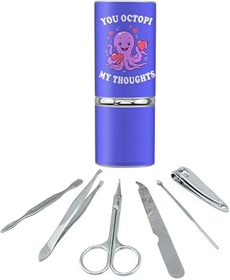 You Octopi My Thoughts Occupy Octopus Funny Humor Stainless Steel Manicure Pedicure Grooming Beauty Care Travel Kit