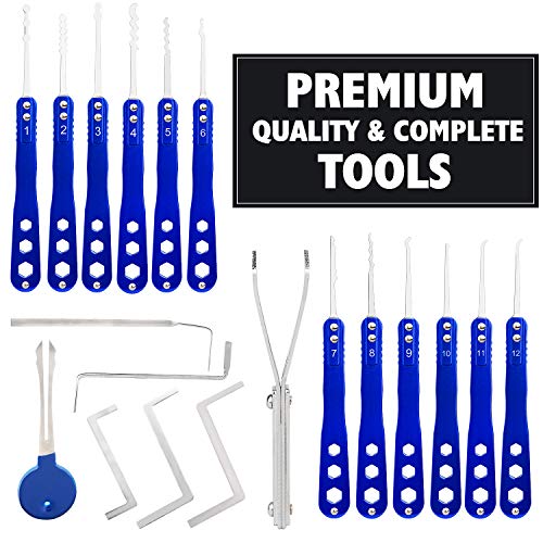 Luxebell Lock Picking, 33 PCs Dietrich Set mit 3 transparenten Übungsschlössern bieten 4 Schwierigkeitsstufen für Anfänger und Schlosserausbildung - Image 4