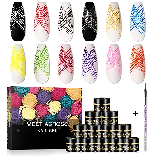 12 Colors Spider Gel, Elastic Drawing Spider Gel with Painting Nail Art Brush, Soak off UV LED Drawing Gel Nail Polish Art Design Gel Paint, Wire Drawing Gel for Line 12 Colors Spider Gel, Elastic Drawing Spider Gel with Painting Nail Art Brush, Soak off UV LED Drawing Gel Nail Polish Art Design Gel Paint, Wire Drawing Gel for Line