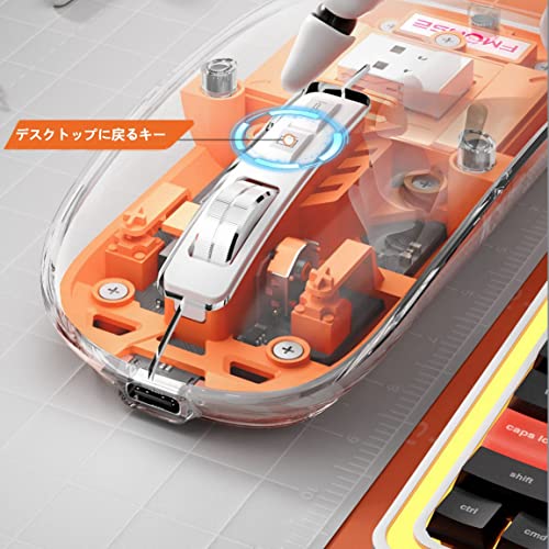 Image of M133 2.4GHz USB Wireless Mouse, Bluetooth 5.1 Connection, 3 Modes, Transparent, Lighted, Silent, Ultra-thin, Wireless, Rechargeable, 5 Buttons, Compatible with iPhone /iPad /IOS13 or