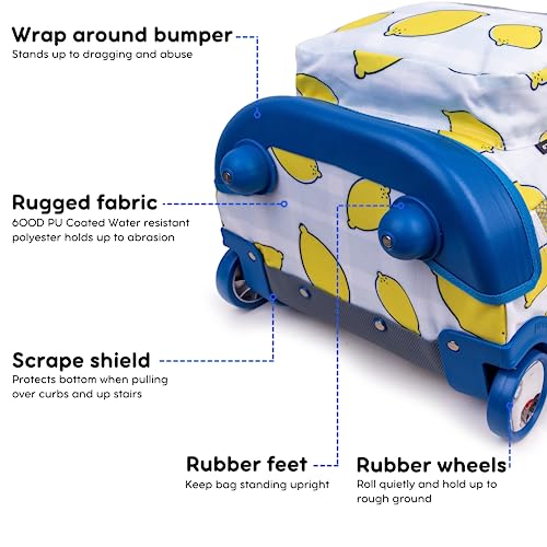 Image of J World Sunrise Kids Rolling Backpack with Wheels for Girls Boys, Roller Bookbag for School, 18 x 13 x 9 Inches, Lemona