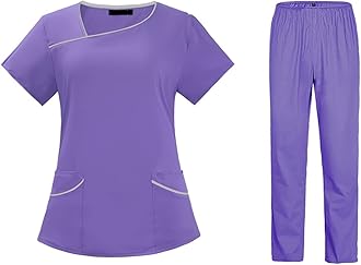 Scrubs for Women Set Fall Medical Uniform Stretch V-Neck Scrub Top Jogger Pant with Pockets