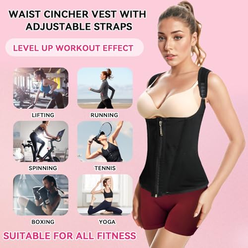 Image of Waist Trainer for Women,Corset with Zipper and Hook Tummy Control Girdle Workout Body Shaper With Adjustable