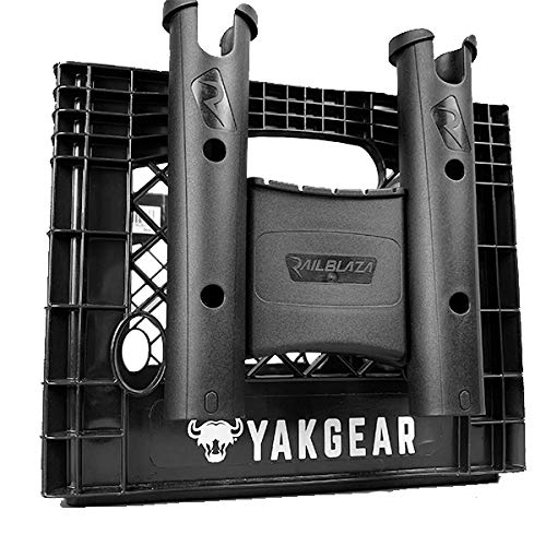 YakGear Kayak Fishing Storage Crate with Rod Holders and Tackle Storage