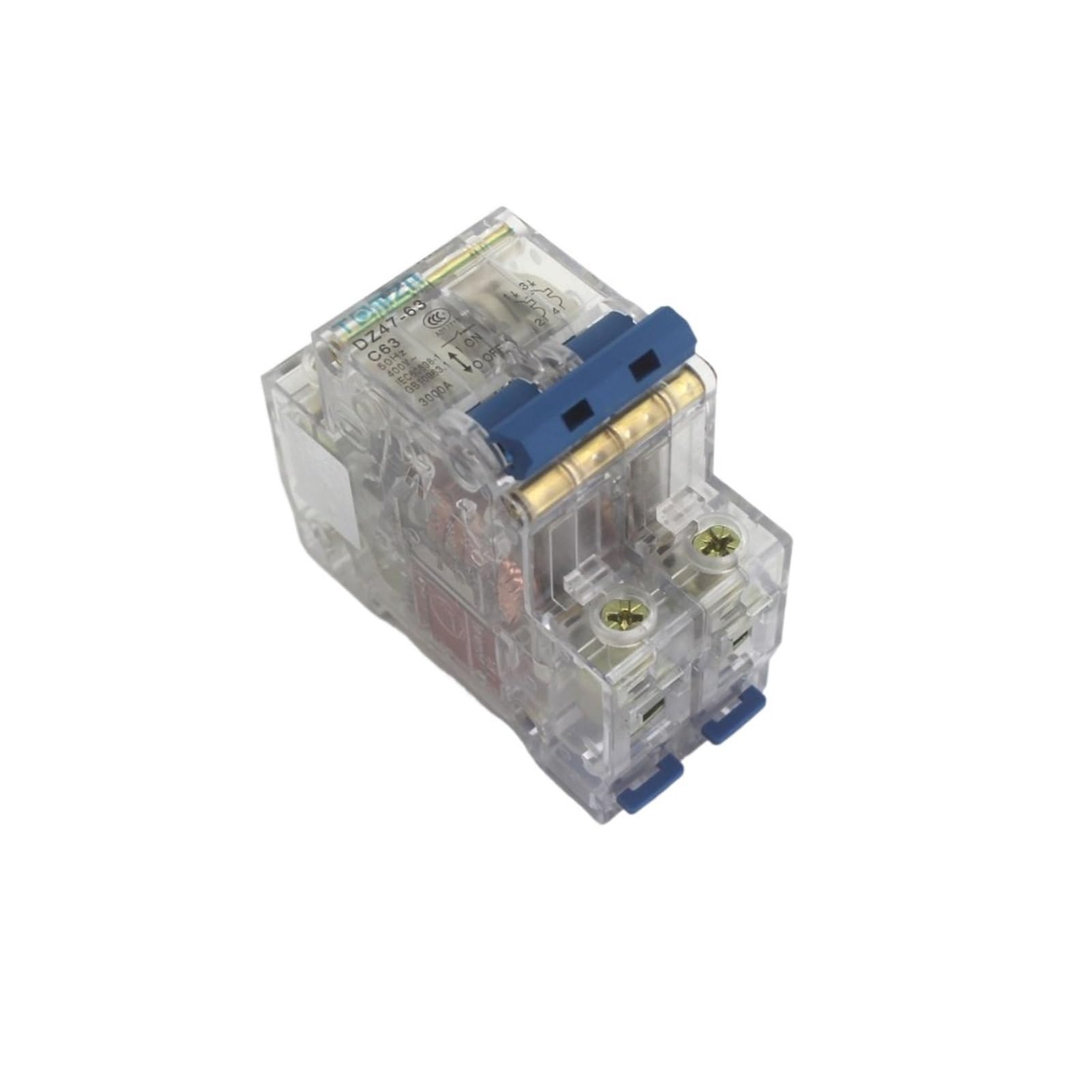 Mini disyuntor 40A bipolar con cubierta transparente anti polvo para cuadros
