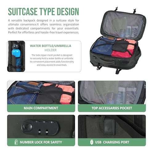 Image of TRAWOC 45L Laptop Backpack TPB01 | Unisex Office & Travel Bag with Anti-Theft Lock, Expandable Storage, USB Charging, Suitcase-Style Opening & 3-Year Warranty