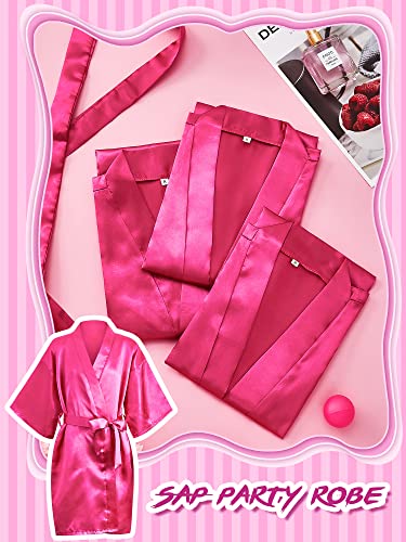 Jecery 12 Pcs Girls Satin Floral Kimono Robe Solid Color Flower Girl Robe Spa Robes For Wedding Birthday Party Bath Bridal Bathrobes (Rose Red, Tag 10) #TOP4