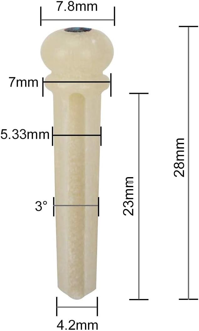 Blisstime 6pcs Guitar Bone Bridge Pins Natural Bone Color Replacement Parts with Abalone Dot : Musical Instruments