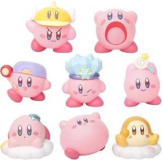 Kirby Figures, 8 PCS Kirby star doll Sets Cartoons Cupcake Figurine for Kids Birthday Party Supplies Desktop Ornaments, Kirby Figures Gift Children's Gifts