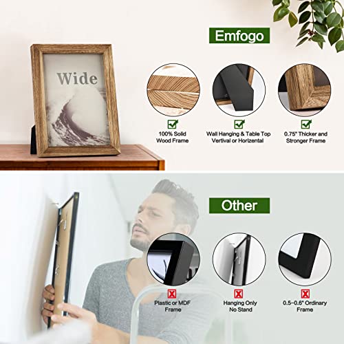 Emfogo 5X7 Picture Frame, Pack Of 2 Rustic Picture Frames 5X7 With Real Glass, Solid Wood 5X7 Photo Frame For Table Top Display Or Wall Mounted (Carbonized Brown) #TOP4