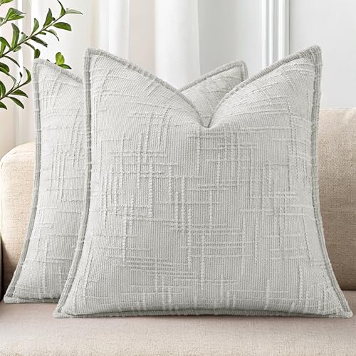 decorUhome Chenille Throw Pillow Covers 16x16 Set of 2, Thick