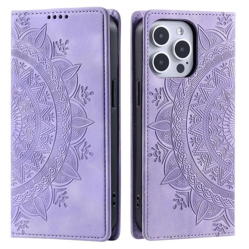 Étui compatible iPhone 14 Pro Max 6.7 pouces violet portefeuille à rabat