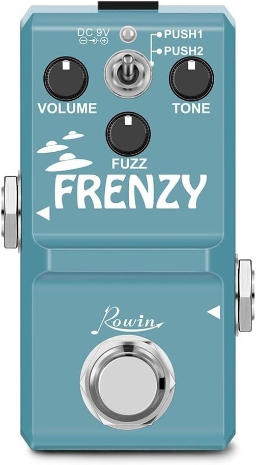Rowin LN-322 Fuzz Pedal for Bass Guitar with Full Metal Shell, Two Mode Fuzz Distortion Effects, Compact Overdrive Tone, For Long Lasting Metal Body