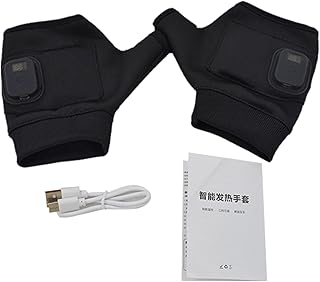 充電式ヒーターグローブ – フィンガーレスサイクリングミトン、USB 熱電加熱 |防水タッチスクリーンウォームギア、マルチレベル温度ハンドウォーマー、ランニング用のソフト冬の熱保護