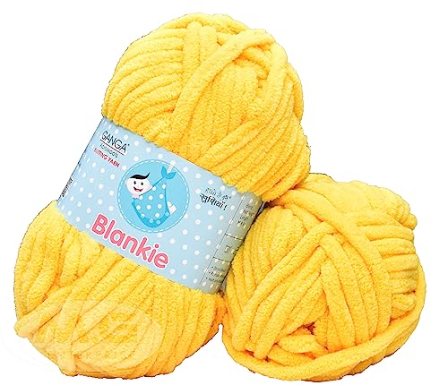 Image of GANGA Knitting Yarn Thick Chunky Wool, Blankie Yellow 200 GMS Best Used with Knitting Needles-YE Art-ADIJ