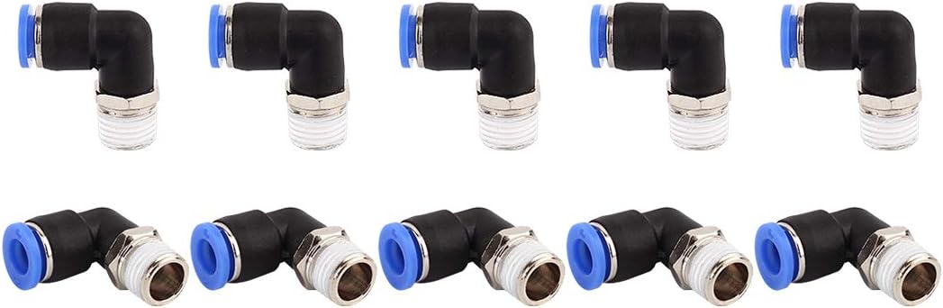 SNS SPL1/4-03NPTBE 1/4"Tube OD x 3/8 NPT Male Elbow Nickel Plated Brass and Plastic Pneumatic Tube Fittings(10 PCS)