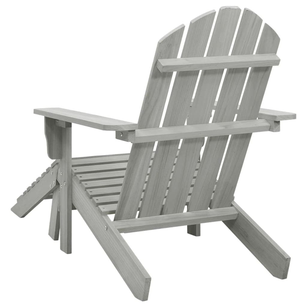 vidaXL Silla de Jardín con Otomana de Madera Mobiliario Exterior Terraza Muebles de Exteriores Jardín Patio Resistente a la Intemperie Resistente Gris
