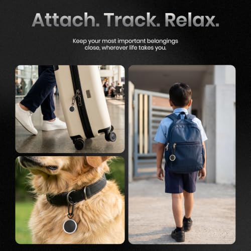 Image of CASEGEAR Atlas Smart Tag (Pack of 6) | Compatible with Apple Find My & Google Find Hub Bluetooth Tracker | Suitable for Keys, Wallet, Luggage, Bags & Pets | Left Behind Alert | Item Finder | Black