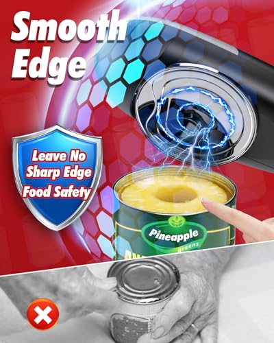 One Touch Electric Can Opener Fits All Can Sizes, Electric Can Openers for Kitchen Food Safe with Smooth Edge, Kitchen Gadgets Automatic Can Opener for Seniors, Arthritis and Chef(Black)