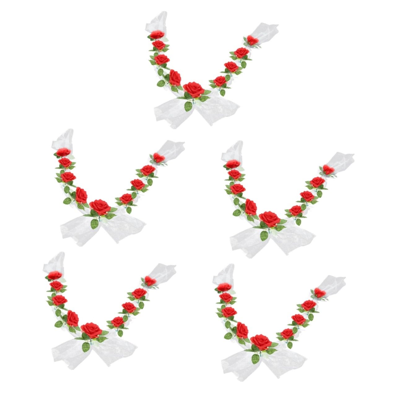 Amosfun 5 Sätze Hochzeit Autogürtel hochzeitsdeko Wedding Decoration Hochzeitsauto Blumendekoration hochzeitsdeco heiraten Souvenir-Tulpen Autodekorationen Hochzeitsauto stieg Schleife rot