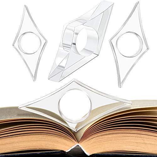Book Page Holder Clear Page Spreader Transparent Thumb Ring Page Holder Thumb Bookmark Acrylic Book Reading Accessories for Teachers Book Lovers Bookworm Literary Present in 3 Sizes (3 Pieces)