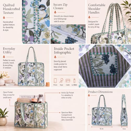 Image of 100% Cotton Jungle Print Shoulder Bag Tote Bag Women Reversible Shopping Bag and Grocery Bags Stylish Travel Bag Gift for Her
