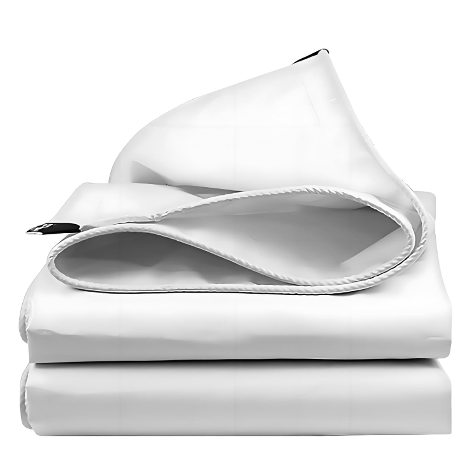 White Tarpaulin PVC Sheet Cover with Grommets and Reinforced Edges 2x2m 2x3m 2x4m, Easy Foldable, Durable, Waterproof, Oilproof(4x5m(13.1ftx16.4ft))