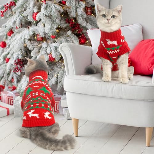 KOOLTAIL Suéter de gato gola rolê - Suéteres de Natal de malha macia para gatos apenas, padrão de ár
