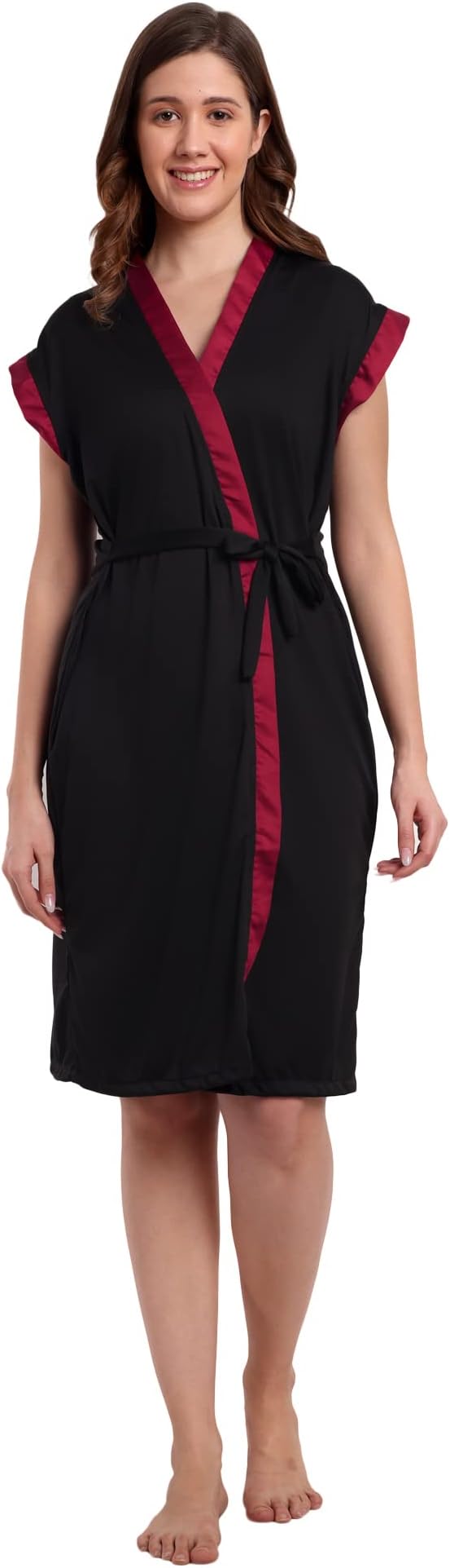 DREAMWEAVERS Satin Women Japanese Makeup Gown for Salon and Kimono Ladies Nightwear