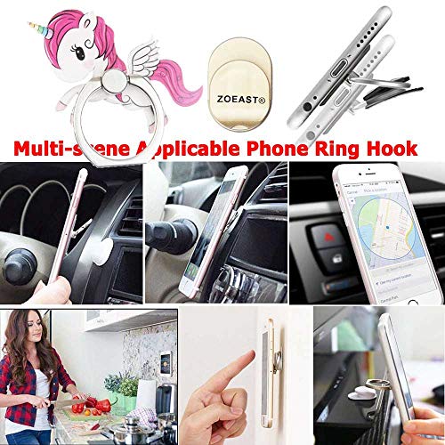 Zostland 3Pcs Rainbow Horse Pegasus Phone Ring, Universal 360°Adjustable Phone Case Finger Grip Stand Holder Desk Stent Mount Car Hook Compatible With Iphone 13 12 11 Xs Max X Plus Ipad (3Pcs Unicorn) #TOP3