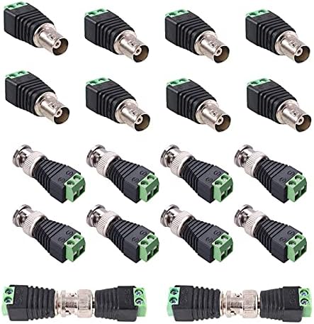 BNC to Cat5e Adapter Male Connectors and Solderless Female Video Balun Connector,Screw Camera Terminal Plug for CCTV Surveillance Cable Ethernet Speaker,Lkelyonewy