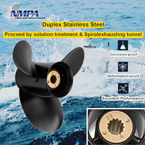 Image of VIF Jason Marine Upgrade OEM 13 Spline Tooth Aluminum Outboard Propeller with Mercury Engines 30 /35 /40 /45 /50 /55 /60 /70hp, Not for EFI Engine, 3-1 /4 inch Gearcase,RH