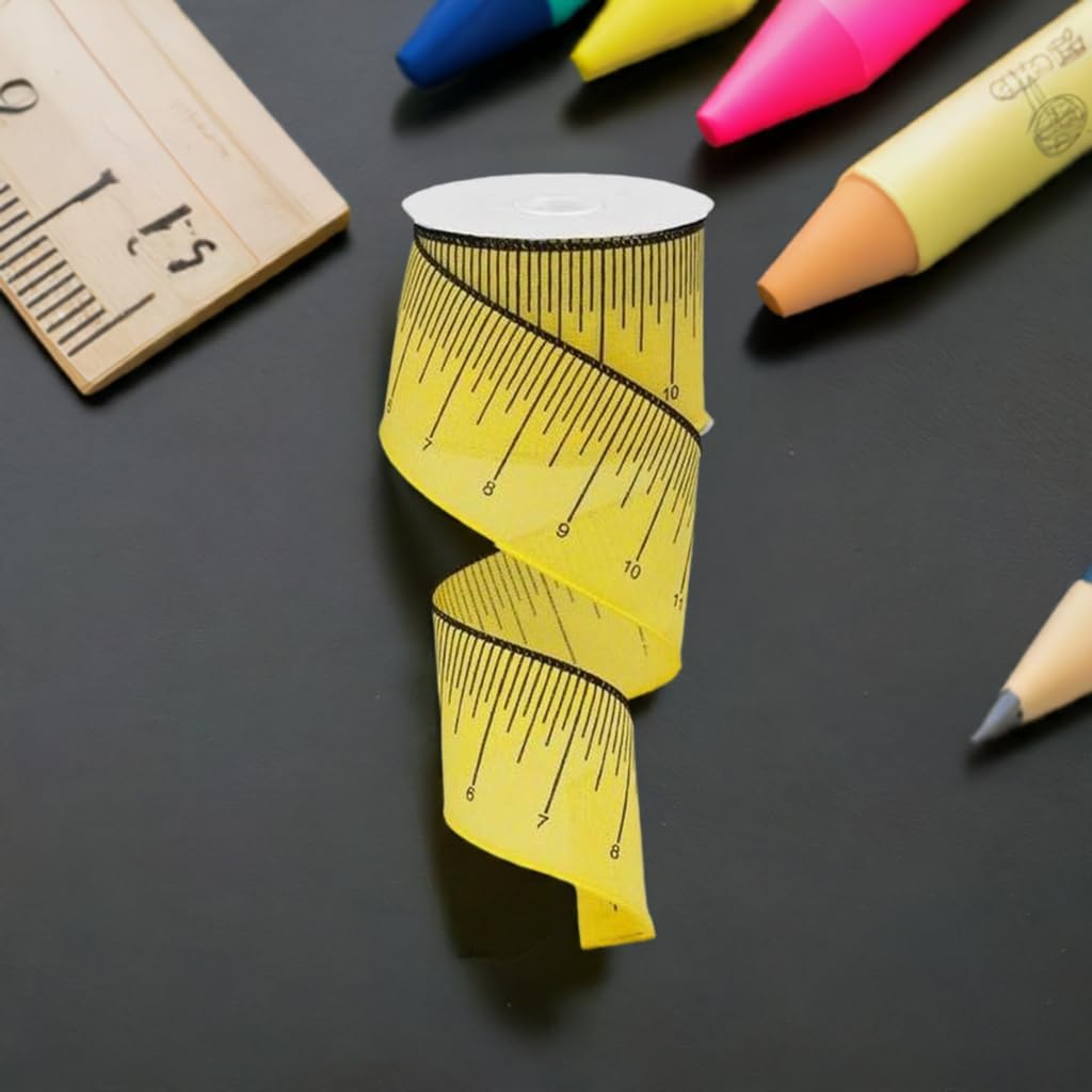 Craig Bachman 2.5 Inch Yellow Ruler Royal Ribbon: Sun Yellow (10 Yards) Durable Wired Edge for Crafting, Floral Arrangements, Gift Wrapping, and Wreath Bow Making