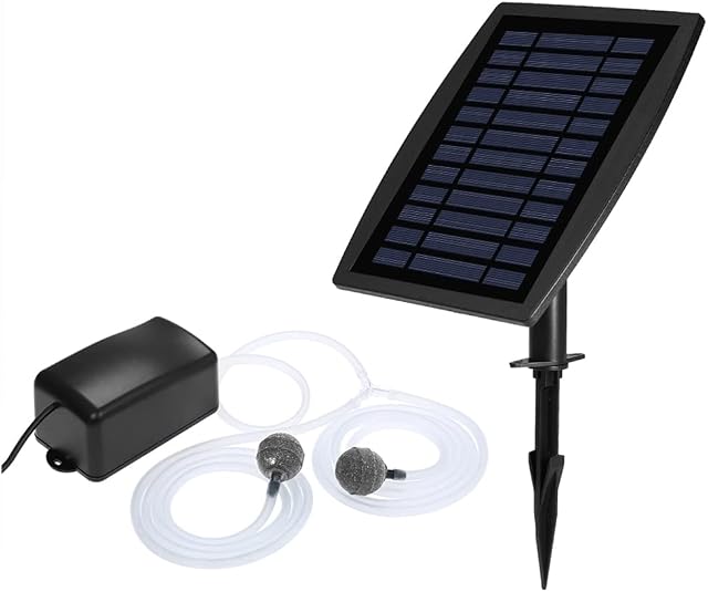 Kavolet Solar Air Pump Kit Fish Tank Oxygen Pump Oxygenator Aquarium Oxygen Aerator Pond Fishing Aerator Aquarium Airpump with Aquarium Oxygen Pipe Air Bubble Stone