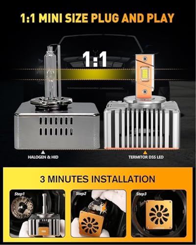 Image of Termitor D5S Bulbs, 80,000LM Cool White, Pack of 2 | 1:1 Factory Size,3 Min Install,Excellent Beam Pattern,IP68 Waterproof,99% Fit Rate,80,000hrs+ Lifespan