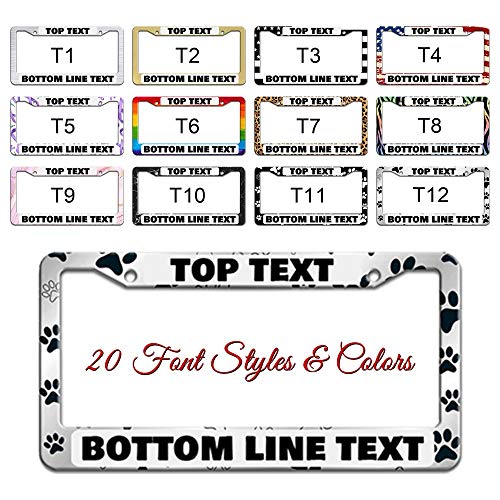 Personalized Your Own Text Custom License Plate for Cars, Customized Design Metal Frame Customized Design Auto Car Front Tag Sign Metal US License Plate Holder Frame 2 Holes/159