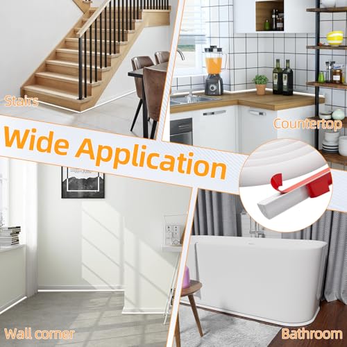 Flexible Quarter Round Molding,590 Inch Peel and Stick Silicone Quarter Round Shoe Molding,Caulk Strip for Wall Edge Floor Corner,Bendable Self-Adhesive Baseboard Trim for Countertop Cabinet and Stair by MUSRCYIO - Image 8