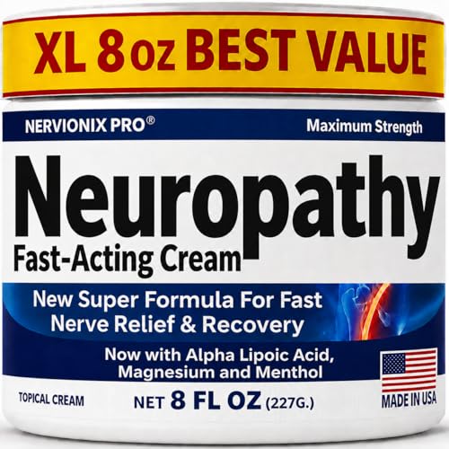 Neuropathy Nerve Relief Cream – Extra Large 8 oz – Maximum Strength for Feet Hands Legs Toes...