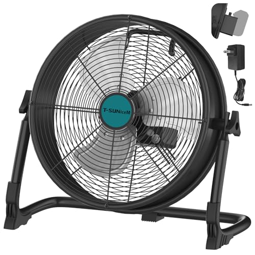 Ventilateur de sol à piles de 30,5 cm pour batterie Makita 18 V, ventilateur portable avec adaptateur secteur et sortie USB, ventilateur industriel en métal...