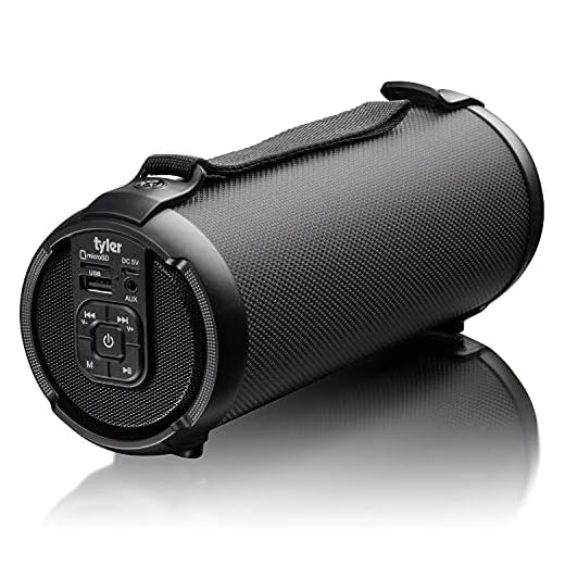 Tyler Wireless Bluetooth Speaker Water Resistant Long Range Rechargeable Boombox USB MP3 Micro SD AUX Inputs Fm Radio Sound & Bass Carry Strap Lightweight for Home Outdoor Stereo