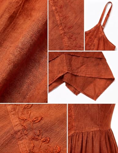 Image of Sakkas Rayon Embroidered Stonewashed Adjustable Spaghetti Straps Long Dress